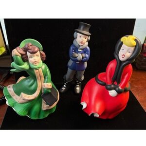 Vintage Atlantic Mold Ceramic Christmas Carolers Set of 3 Hand Painted Figurines